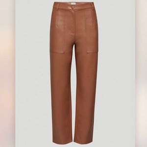 Aritzia Brown Vegan Leather Pants